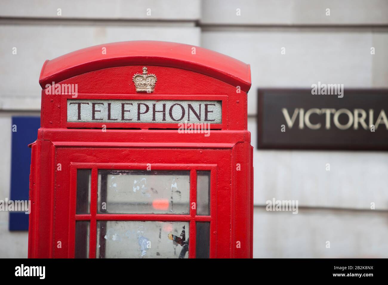 Red telephone booth Stock Photo