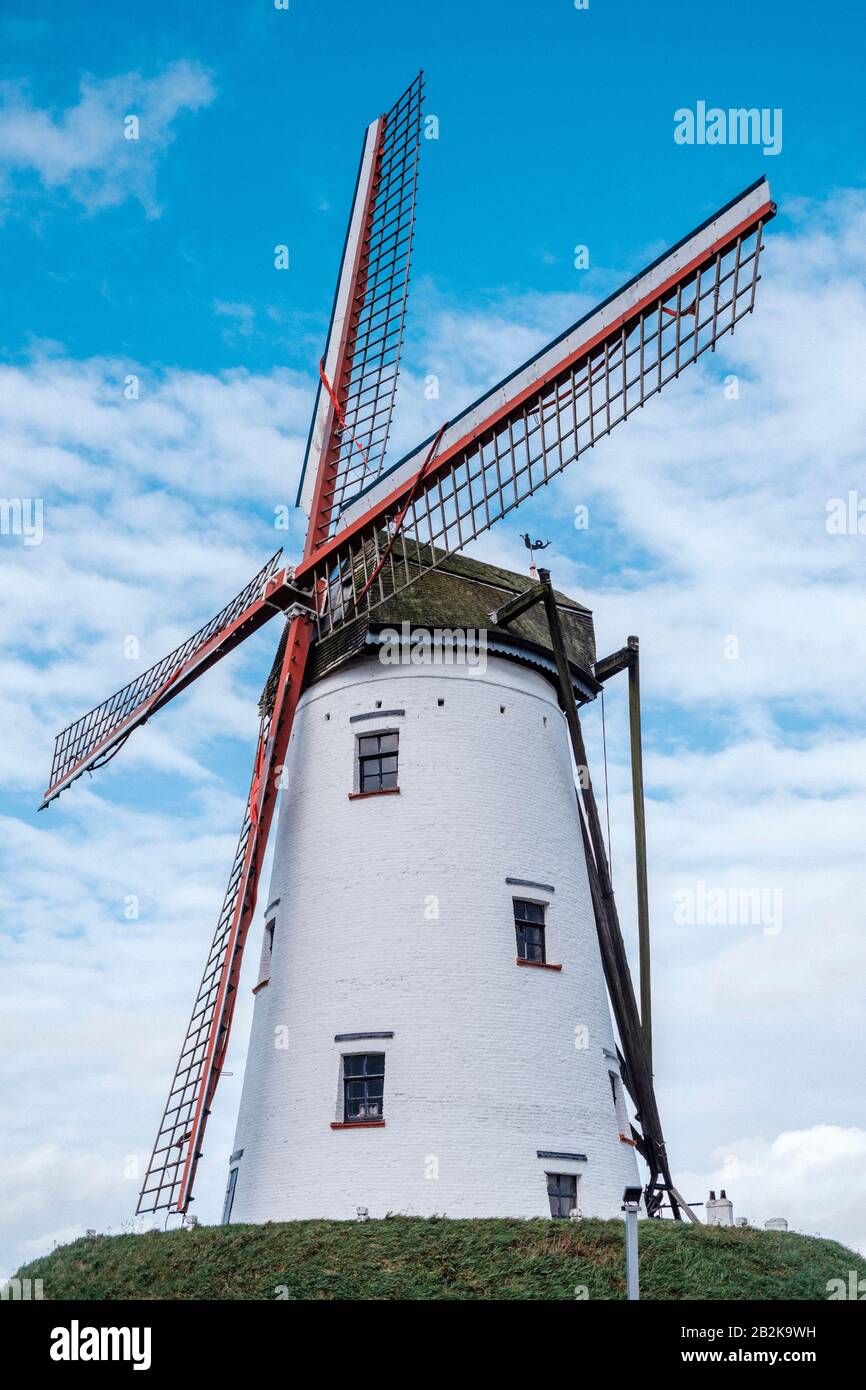 Windmill in the city of Damme, Belgium Stock Photo