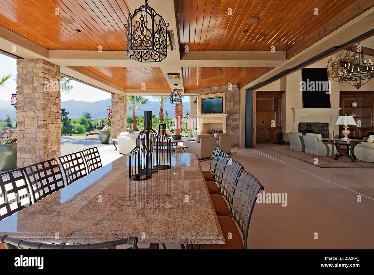 Outdoor covered dining area and patio Stock Photo Alamy