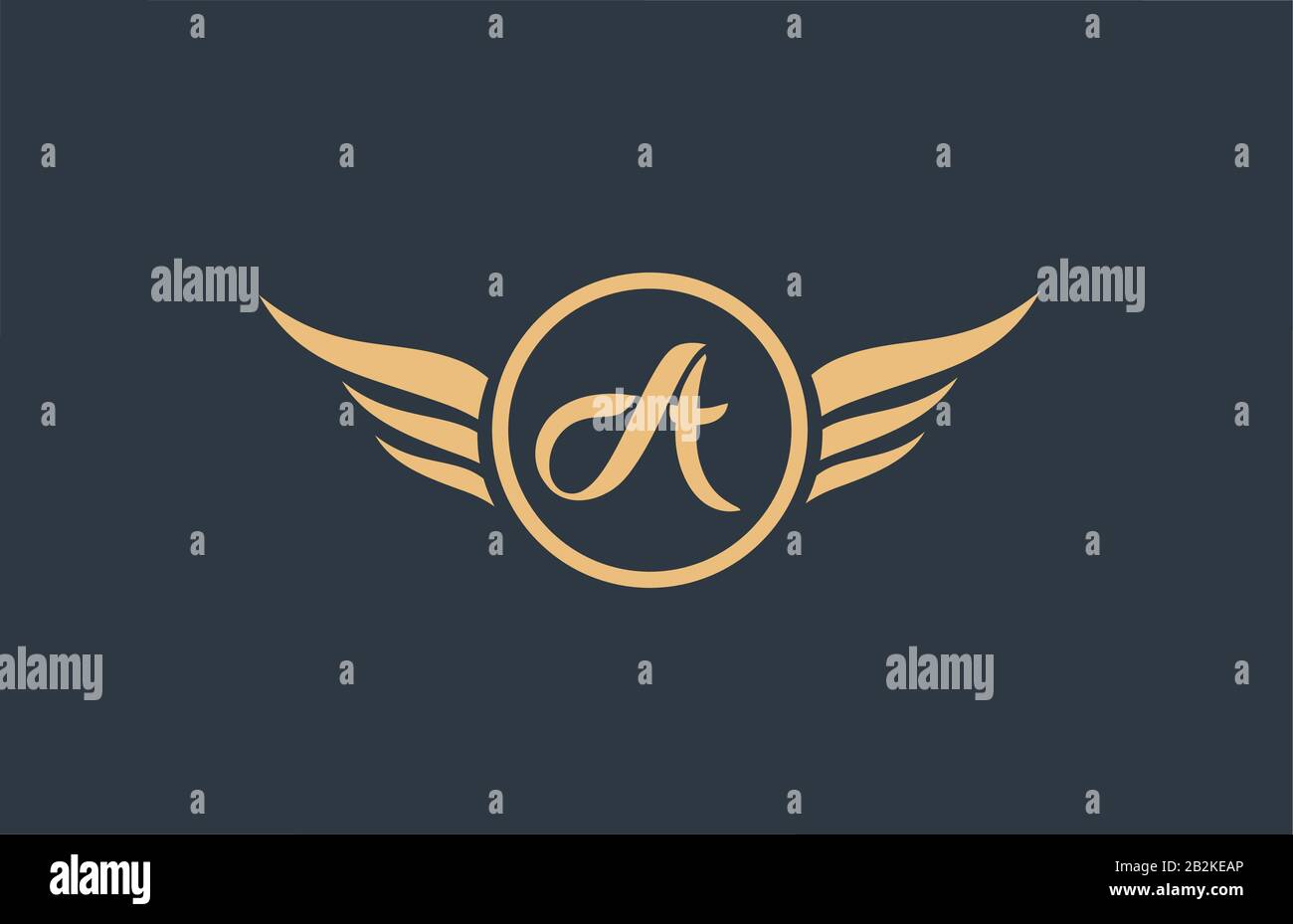 A yellow blue alphabet letter logo with wing wings icon and circle for ...