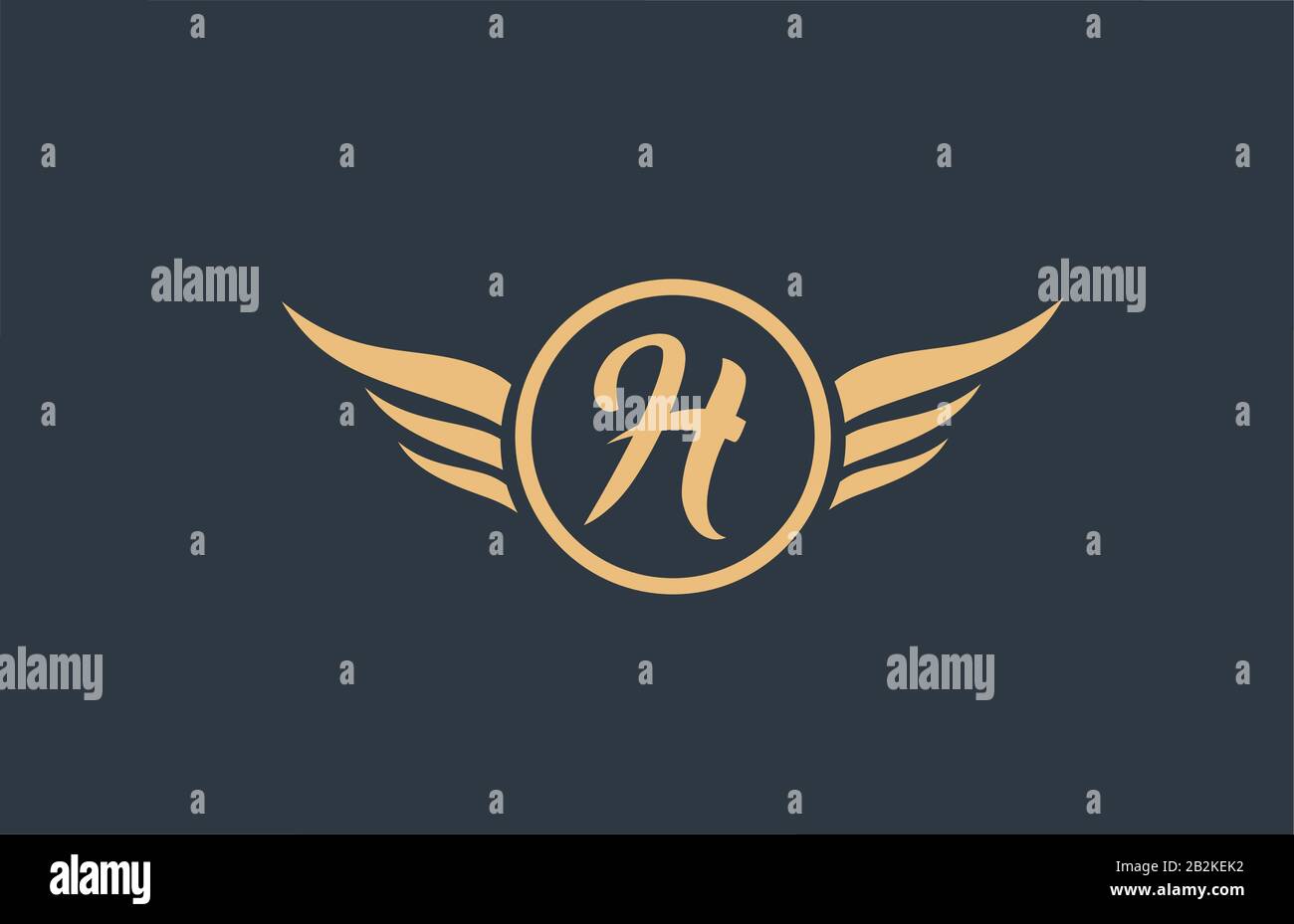 H yellow blue alphabet letter logo with wing wings icon and circle for ...