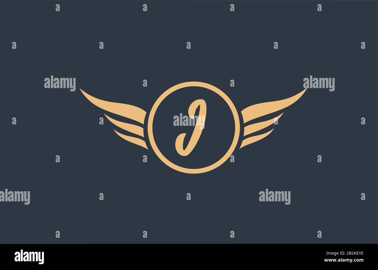 I yellow blue alphabet letter logo with wing wings icon and circle for ...