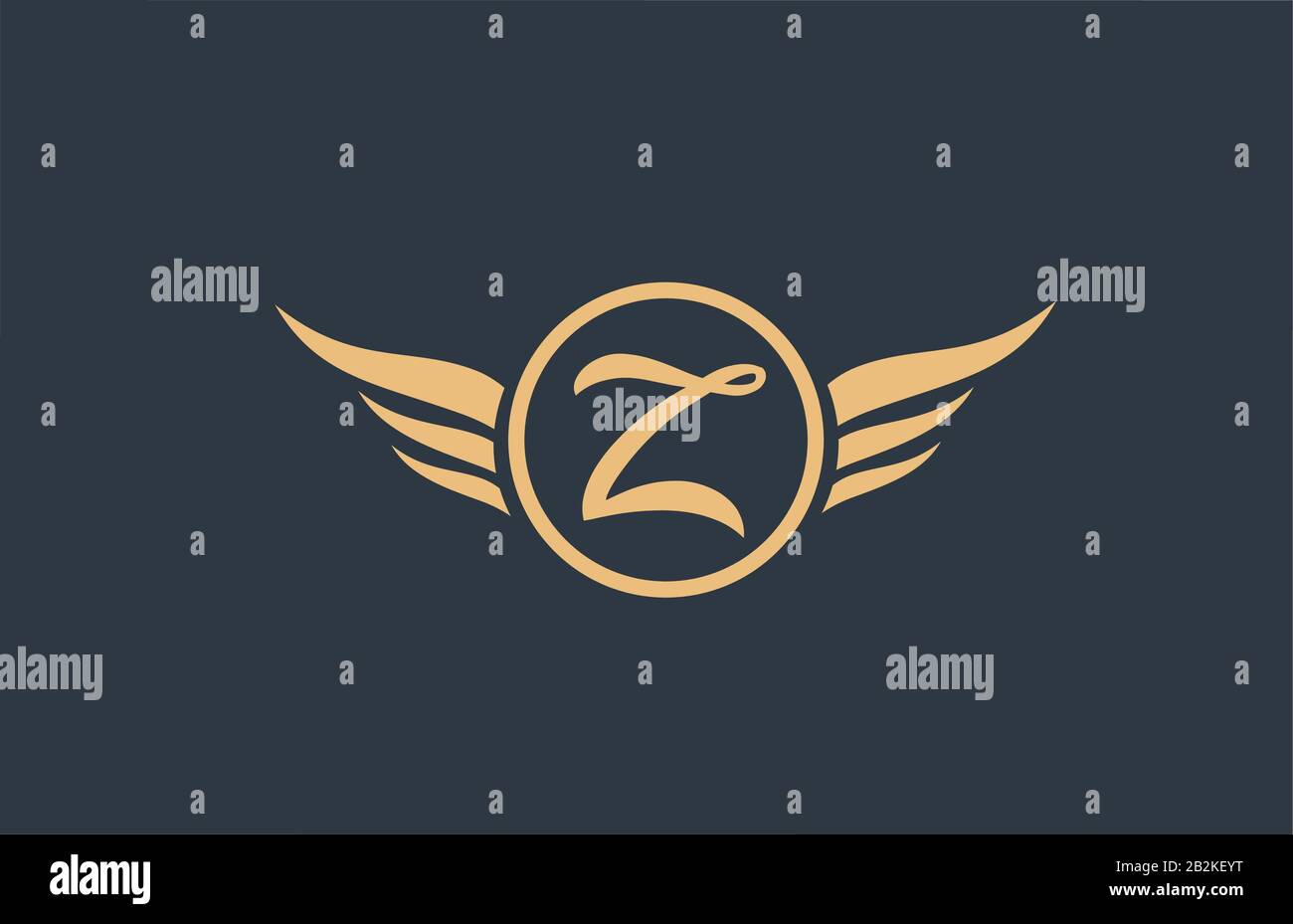 Z yellow blue alphabet letter logo with wing wings icon and circle for ...