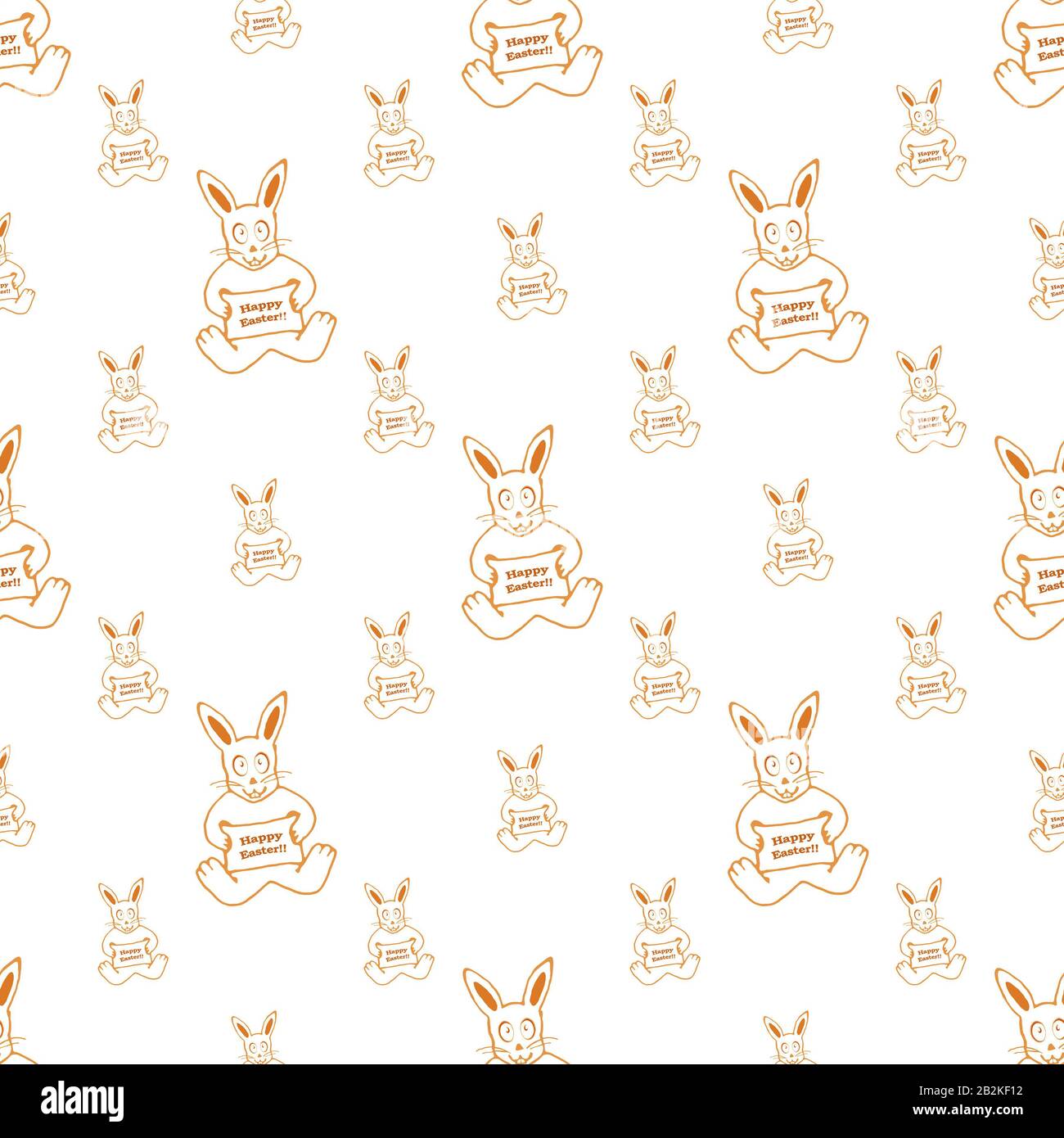 Happy easter rabbit motif seamless pattern design in light brown and white colors Stock Photo
