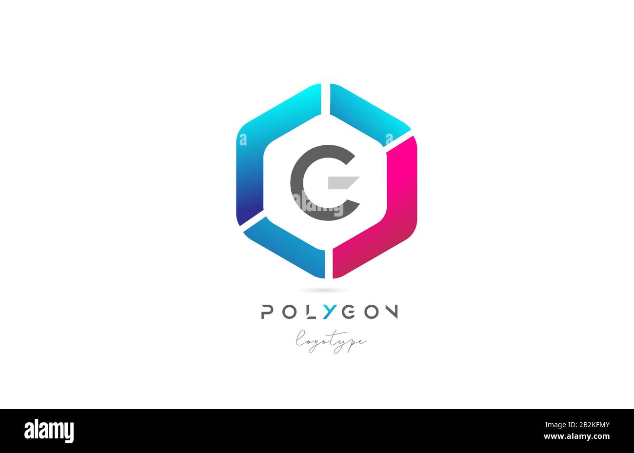 G polygon pink blue icon alphabet letter logo design for business and ...