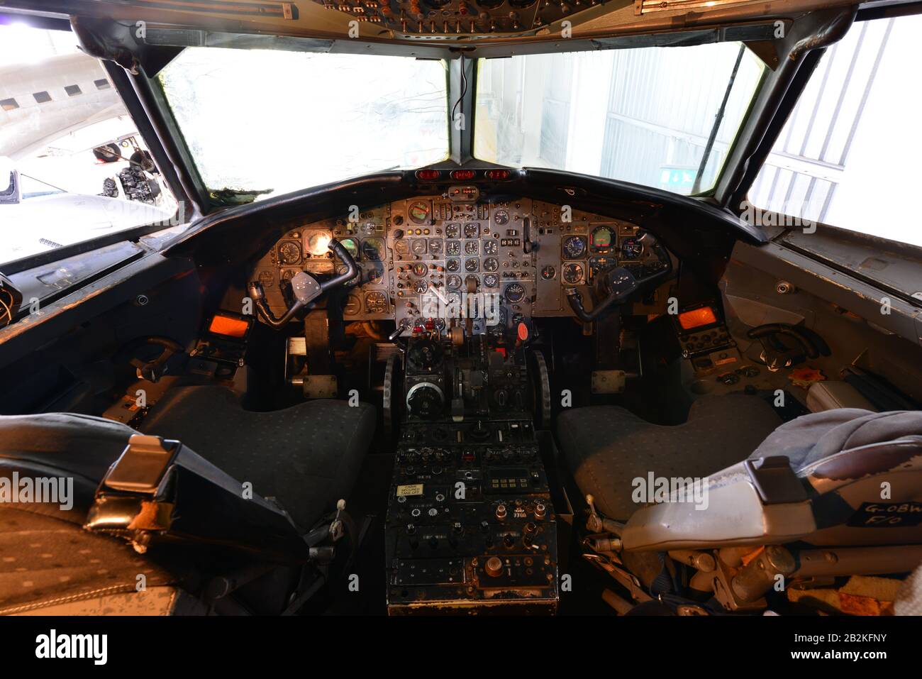 A jet aircraft flight deck Stock Photo Alamy