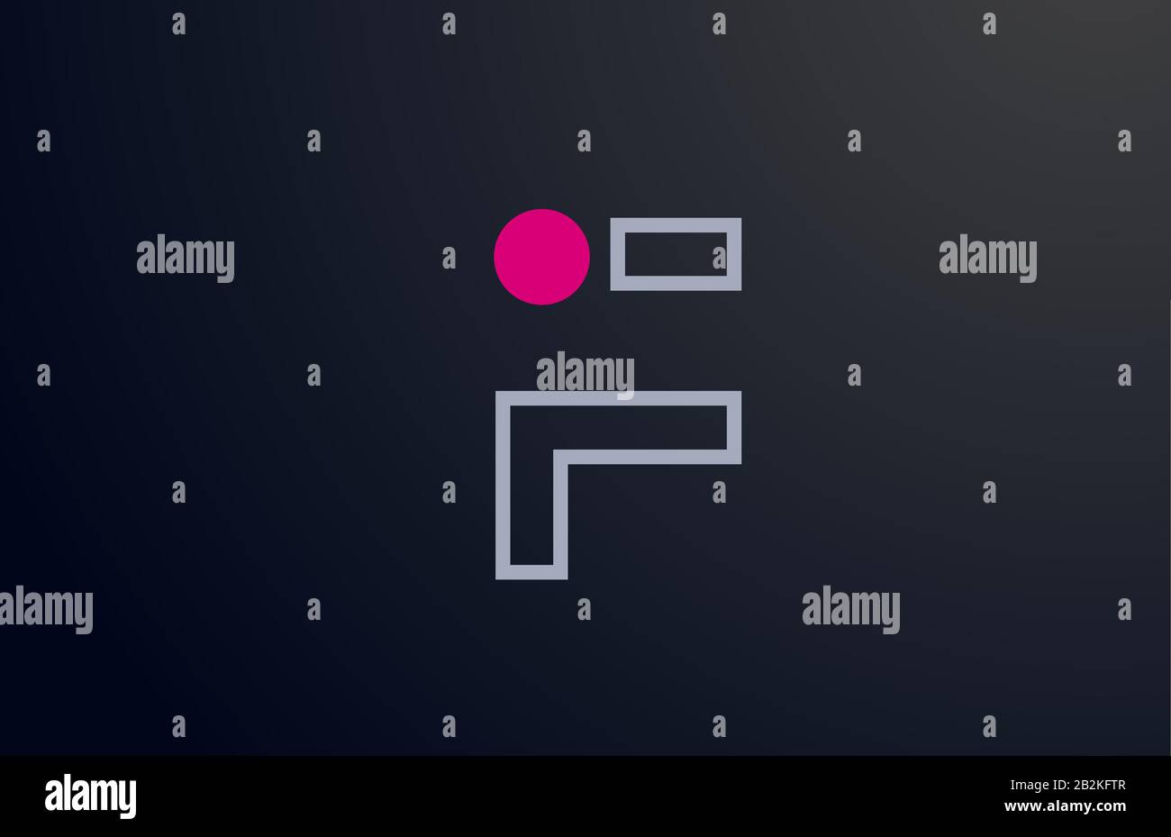 blue pink line F alphabet letter logo design with circle icon for ...