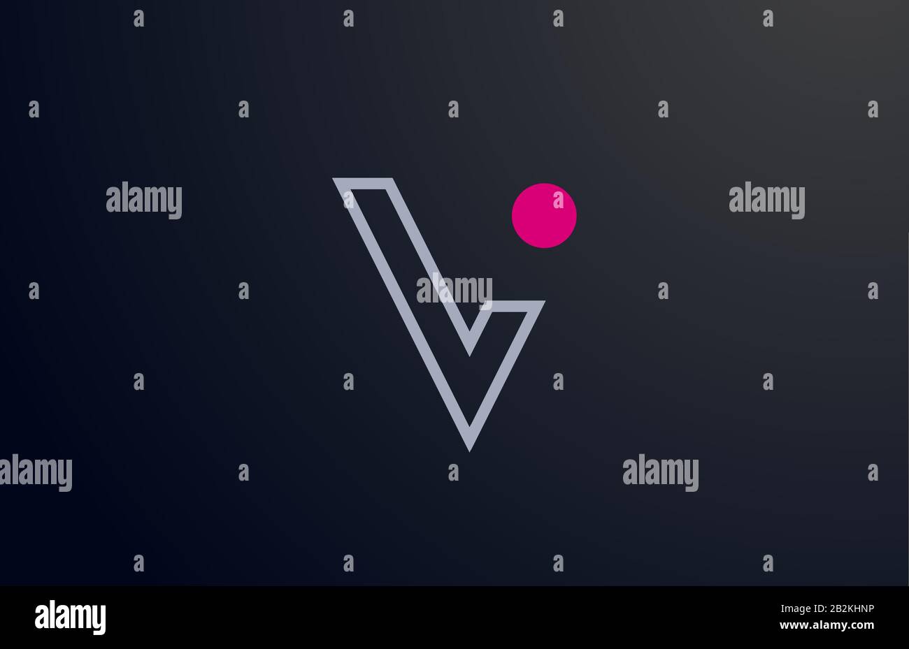 blue pink line V alphabet letter logo design with circle icon for ...