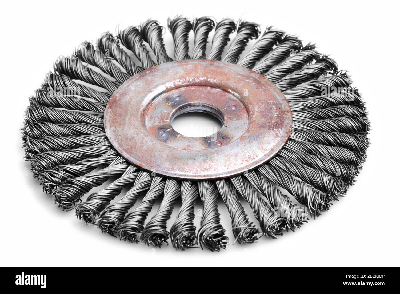 Large Disk Brush Used To Clean Up Metals Studio Isolated Shot Stock
