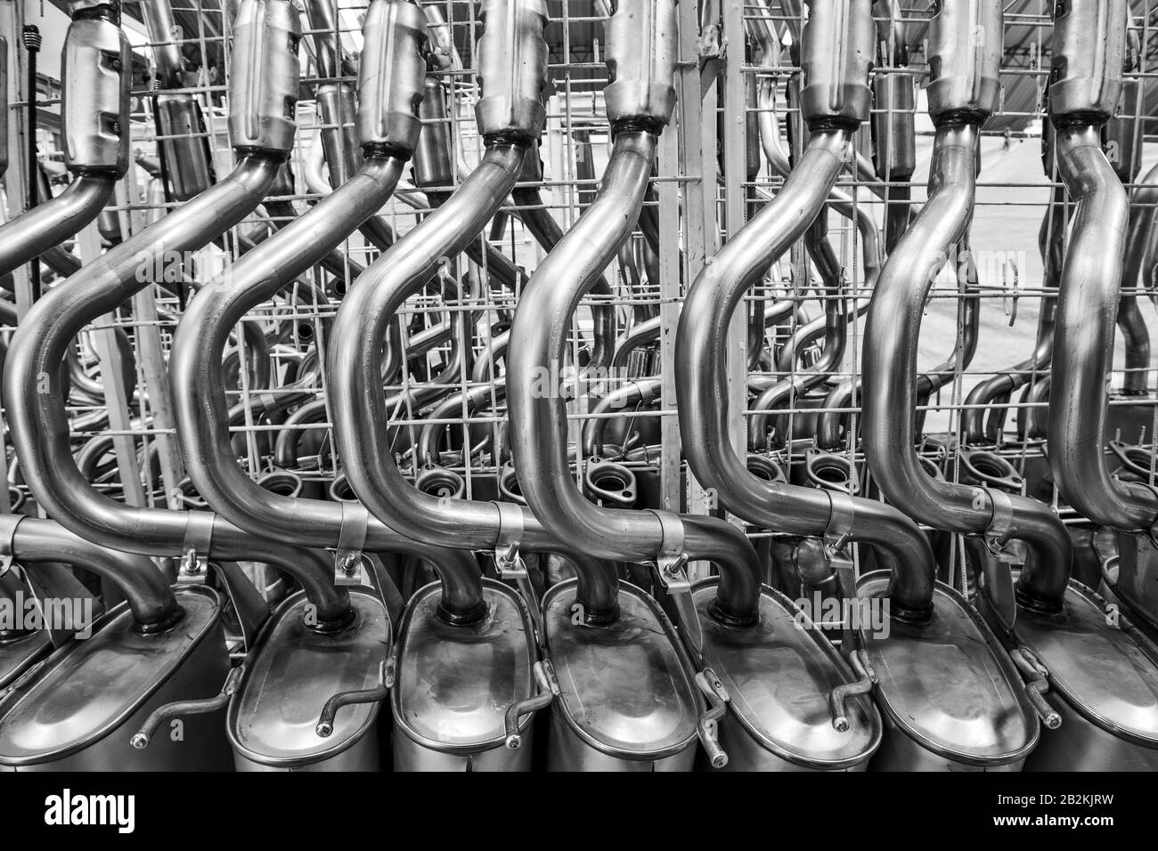 Exhaust Pipes Stand Before Galvanization Painting Process Stock Photo