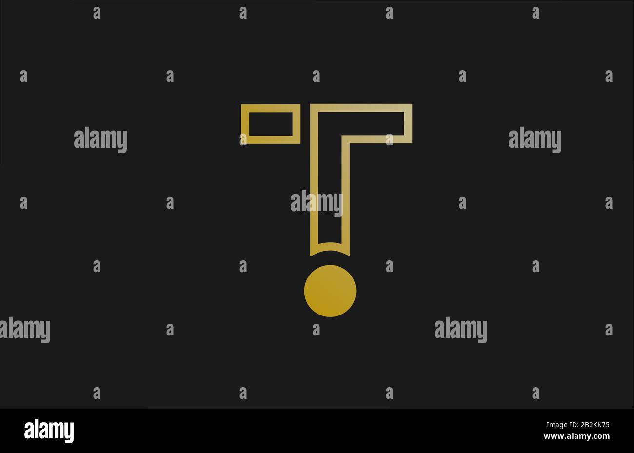 gold golden line T alphabet letter logo design with circle icon for ...