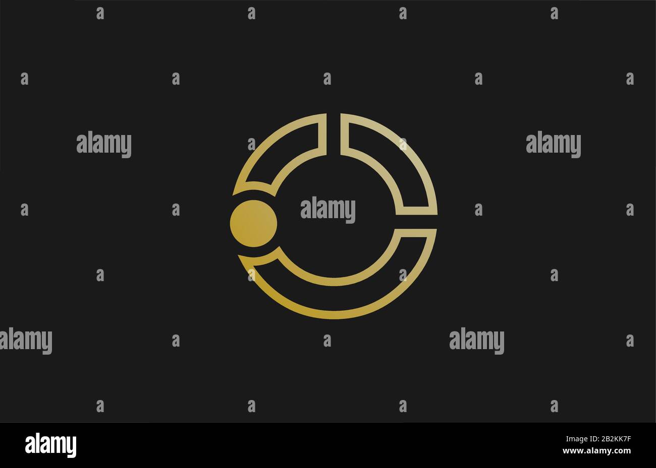 gold golden line O alphabet letter logo design with circle icon for ...