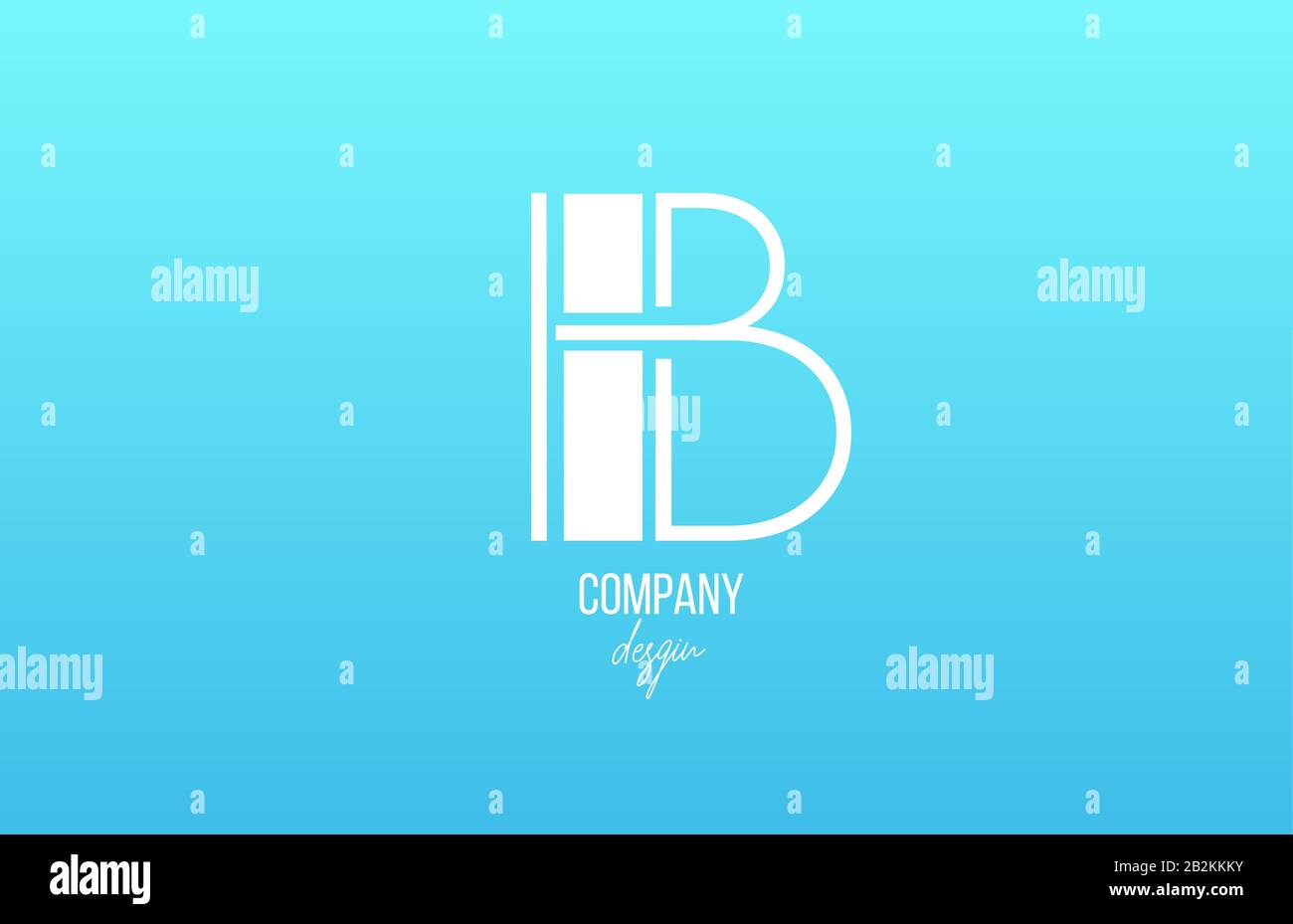 blue white B alphabet letter logo icon with line design for business ...