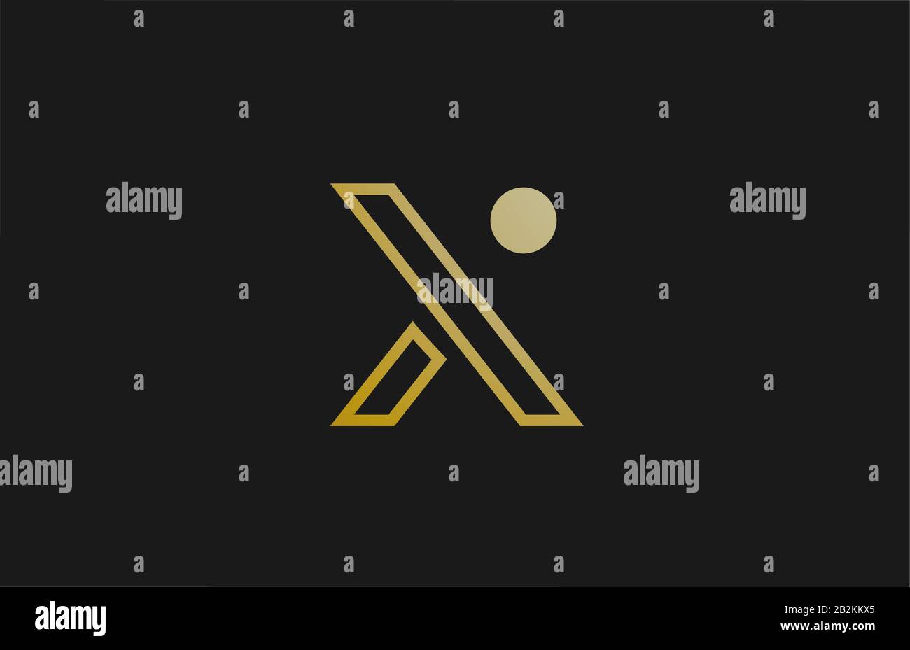 gold golden line X alphabet letter logo design with circle icon for ...