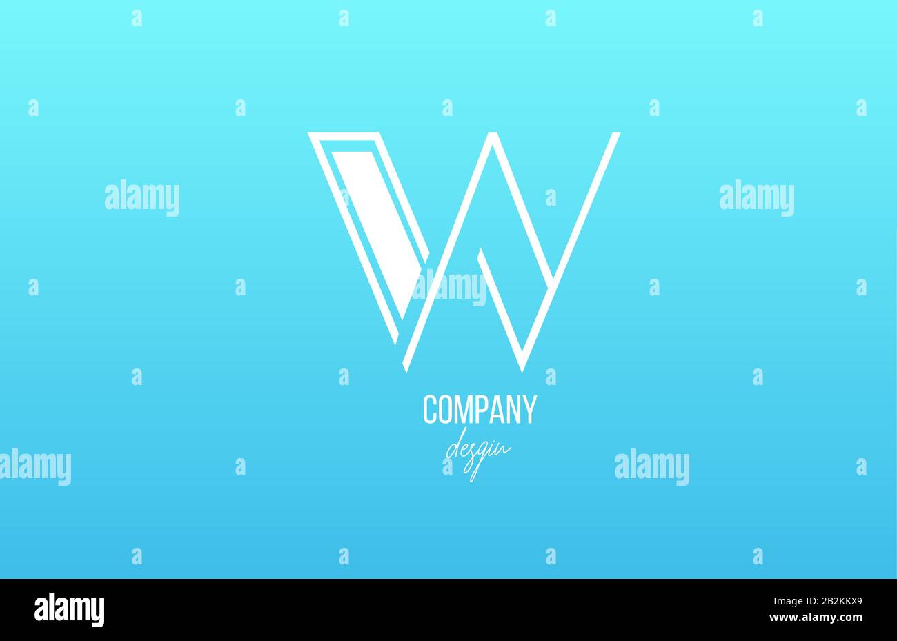 blue white W alphabet letter logo icon with line design for business ...