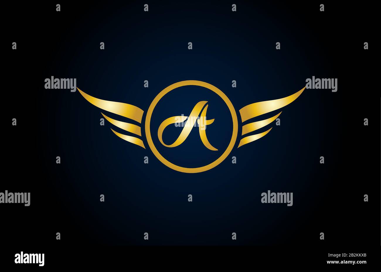 gold golden A wing wings alphabet letter logo icon with classy ...