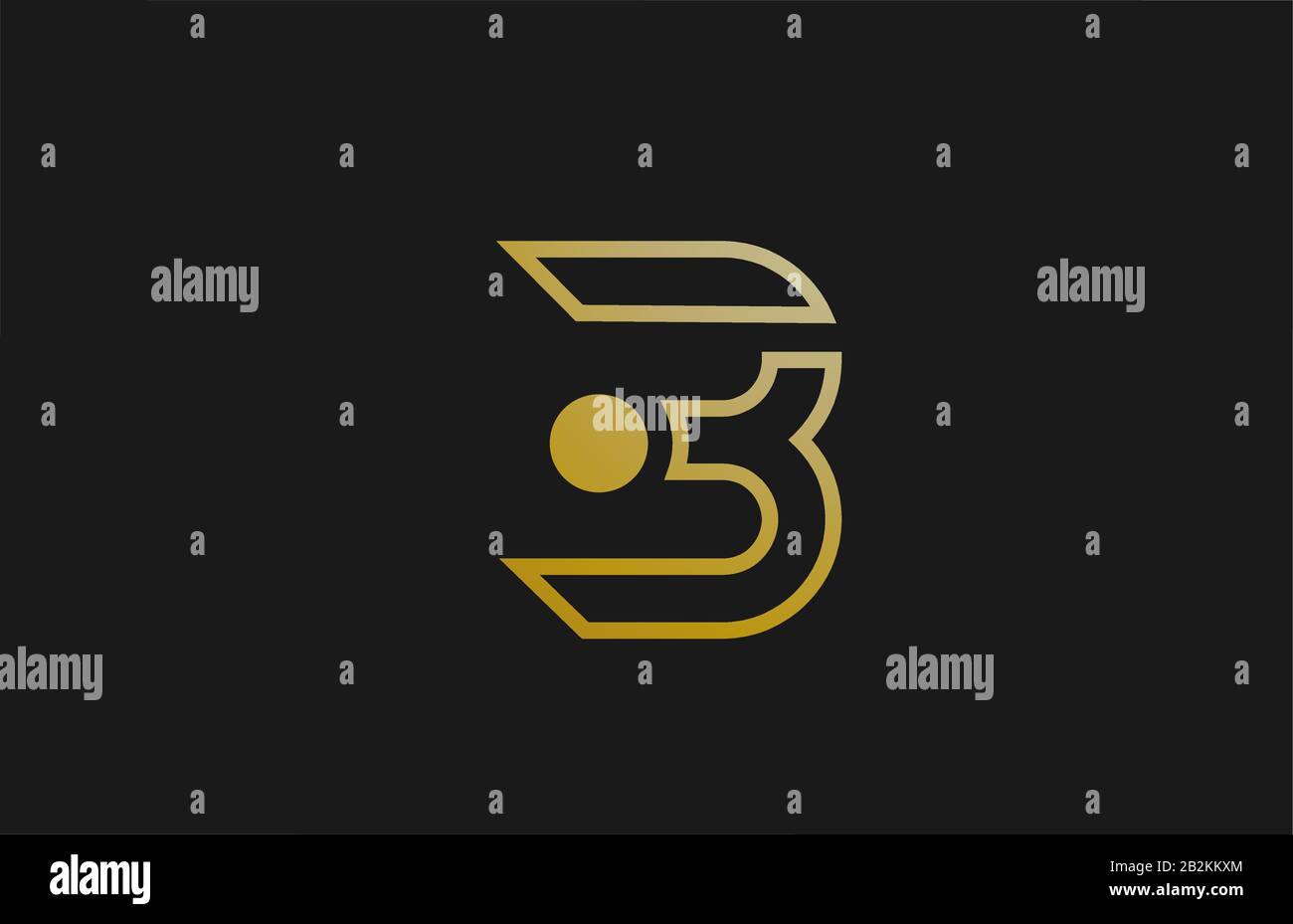 gold golden line B alphabet letter logo design with circle icon for ...