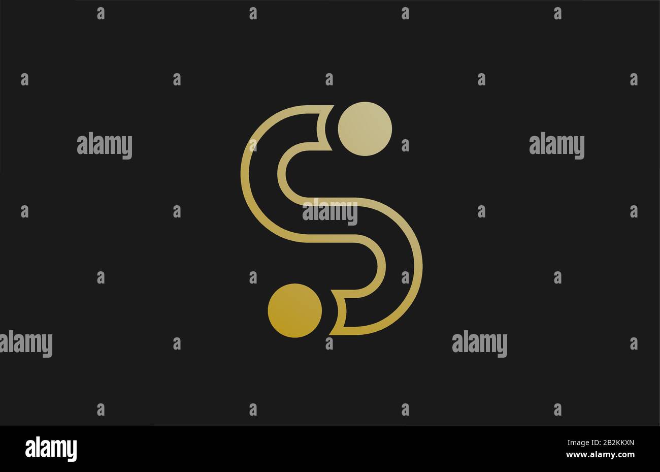 gold golden line S alphabet letter logo design with circle icon for ...