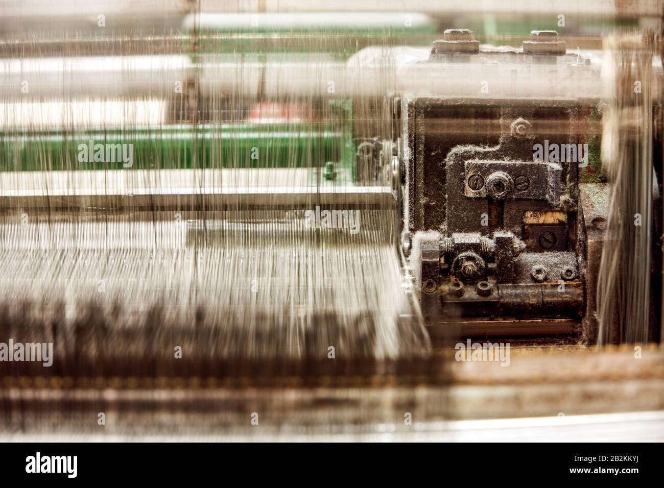 Yarn Processing Machine Close Up With Parts In Motion Stock Photo Alamy