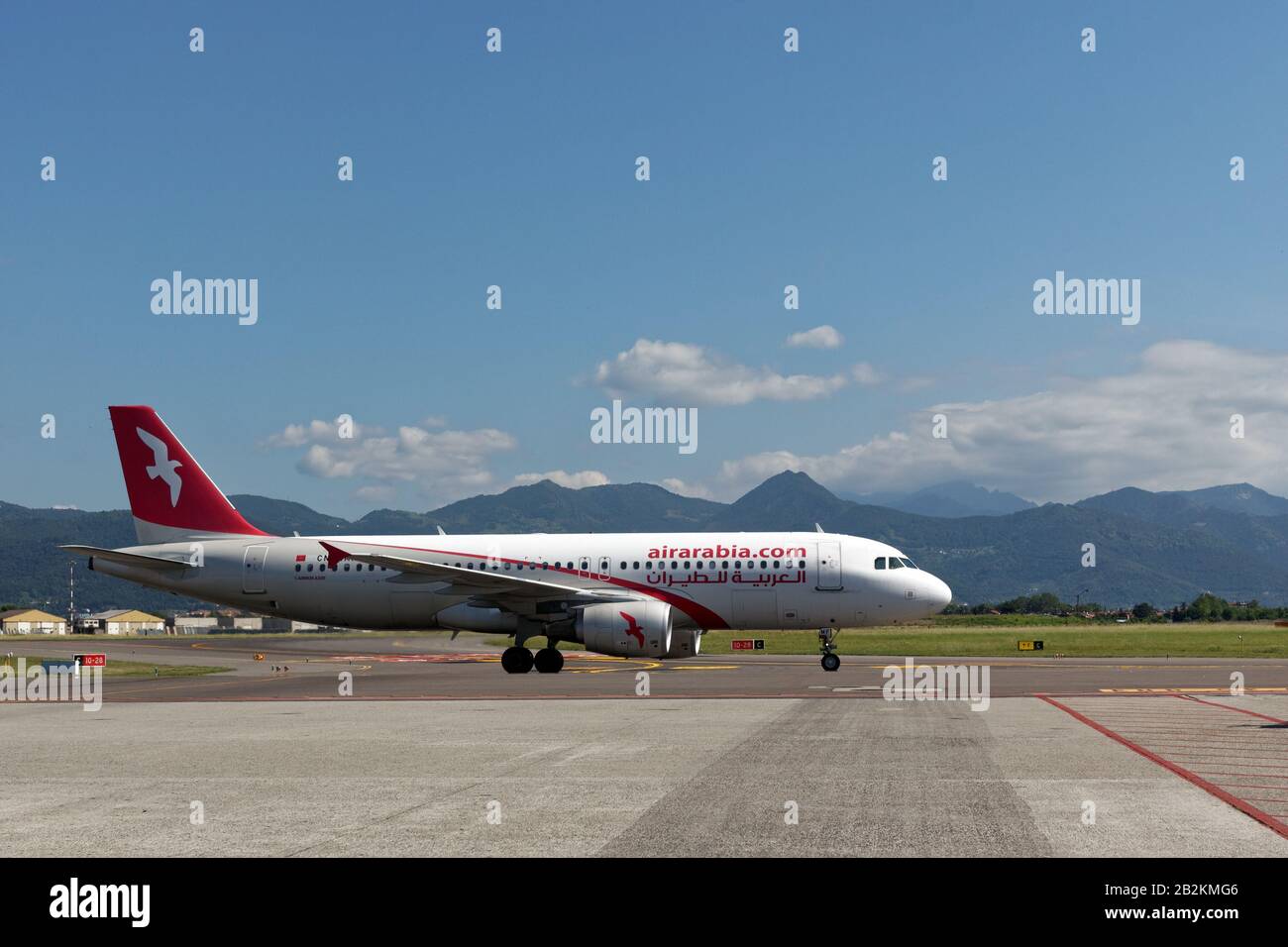 Airbus A320 of Air Arabia at Bergamo Airport, Italy. Stock Photo