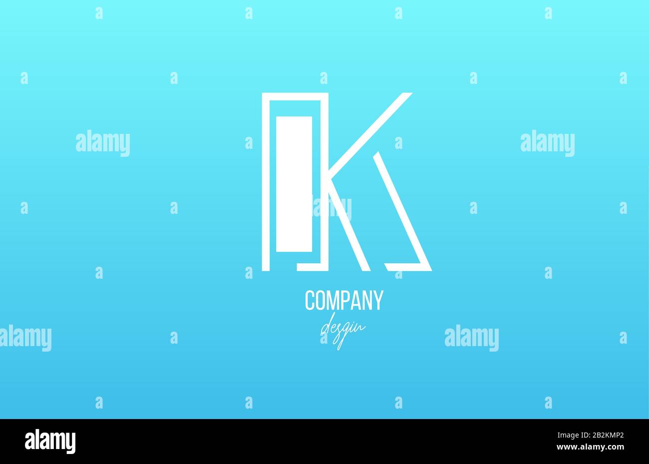 blue white K alphabet letter logo icon with line design for business ...