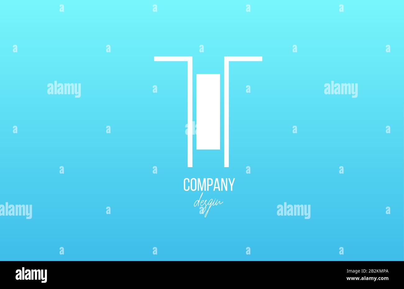 blue white T alphabet letter logo icon with line design for business ...