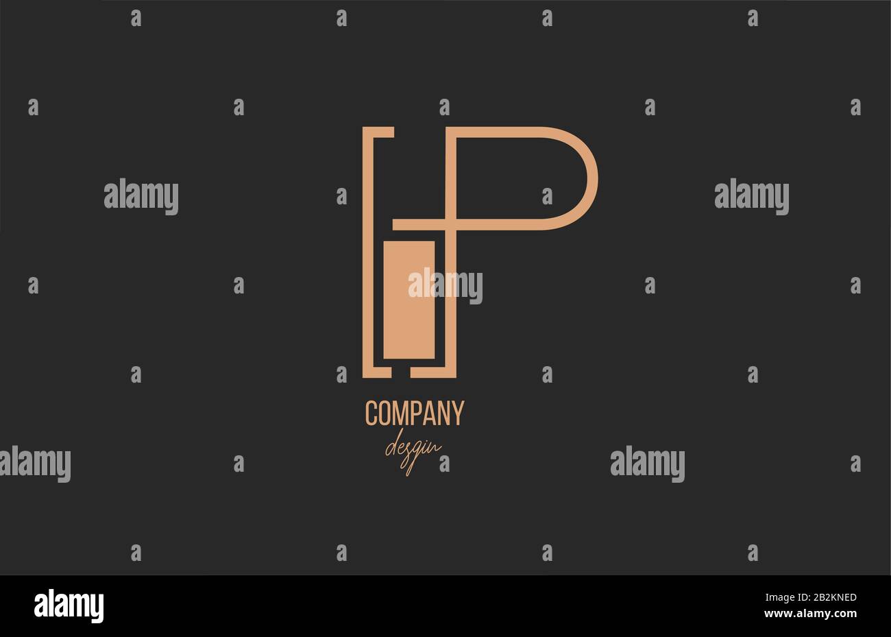 P Letter Logo Alphabet Icon With Floral Vintage Design In Brown