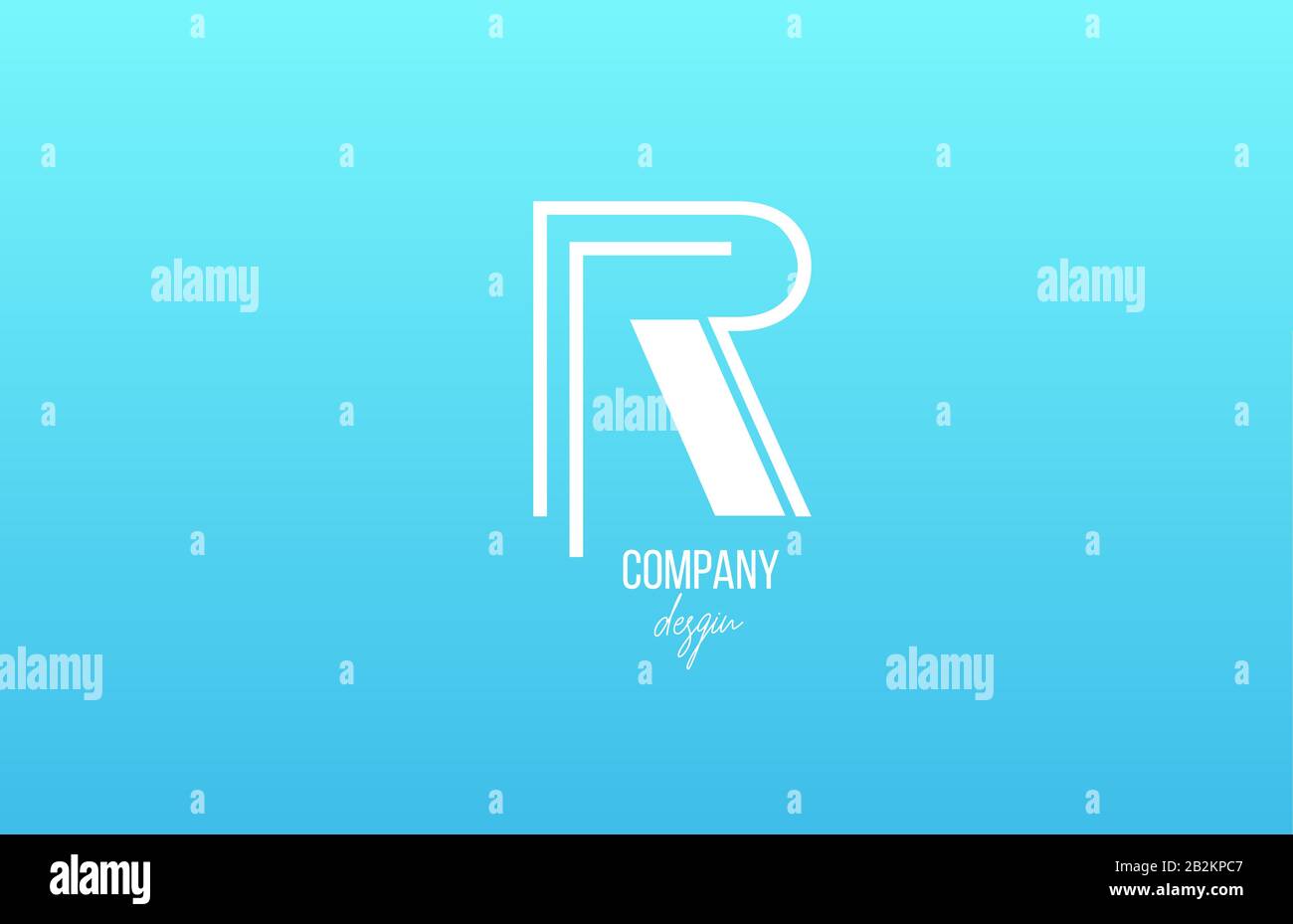 blue white R alphabet letter logo icon with line design for business ...