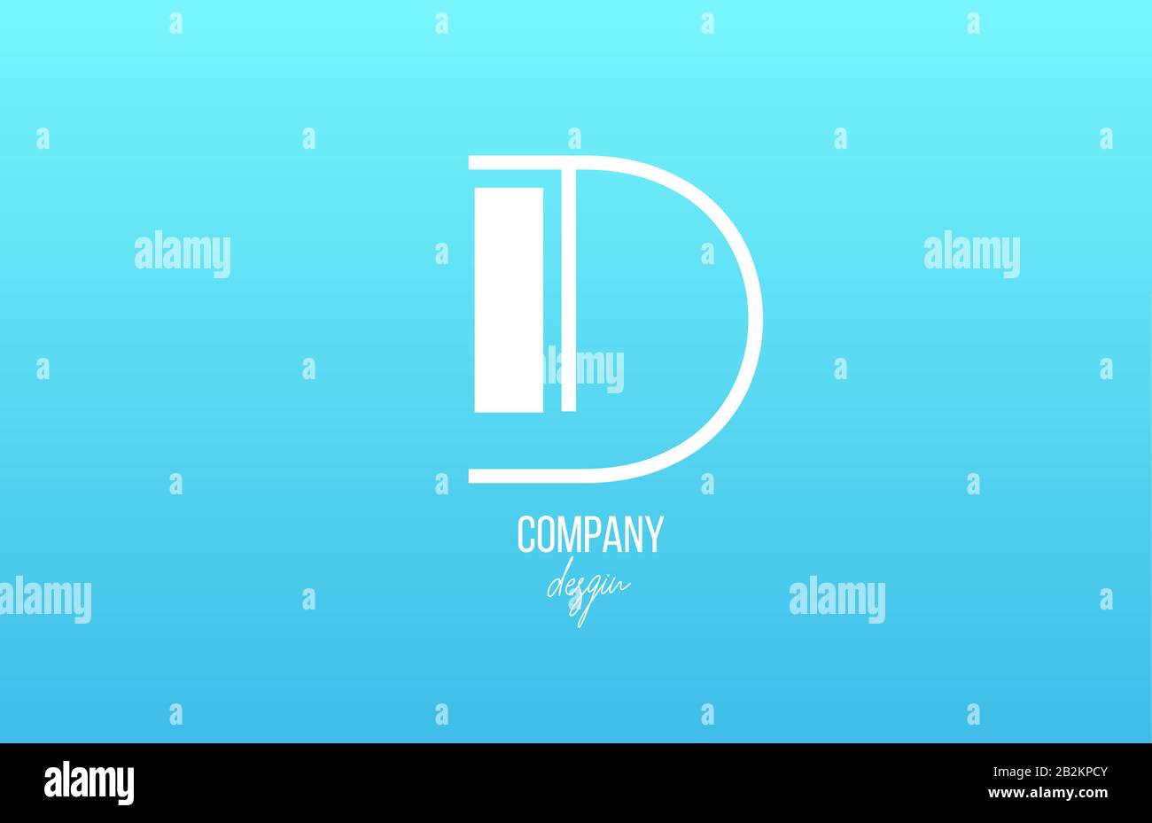 blue white D alphabet letter logo icon with line design for business ...