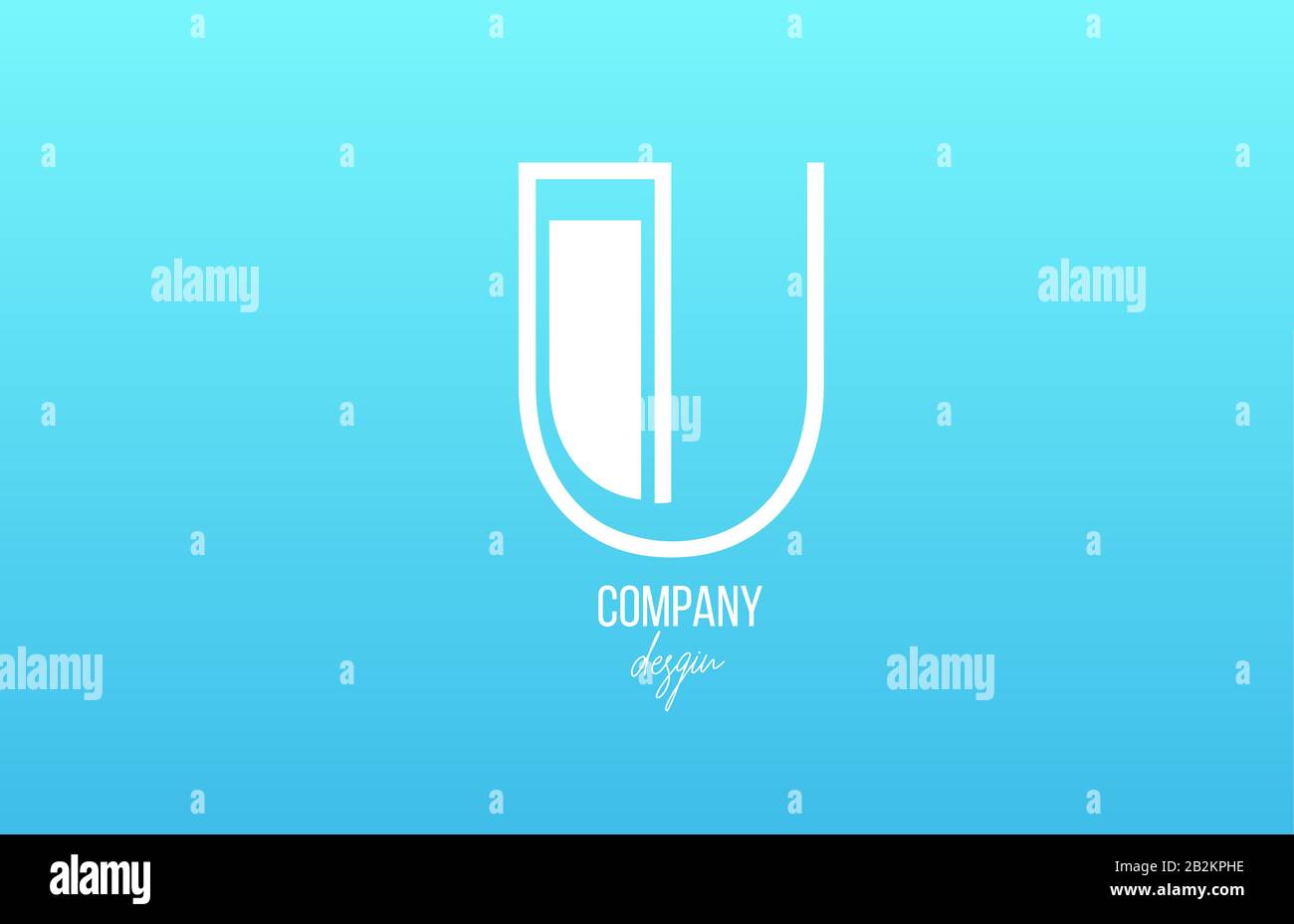 blue white U alphabet letter logo icon with line design for business ...