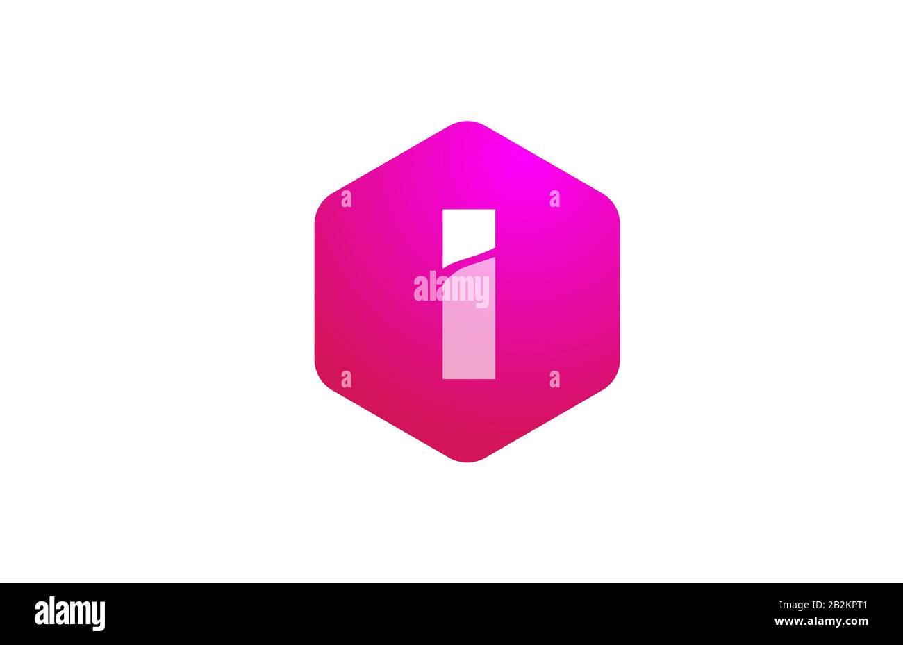 pink white polygon I alphabet letter logo icon with modern design for ...