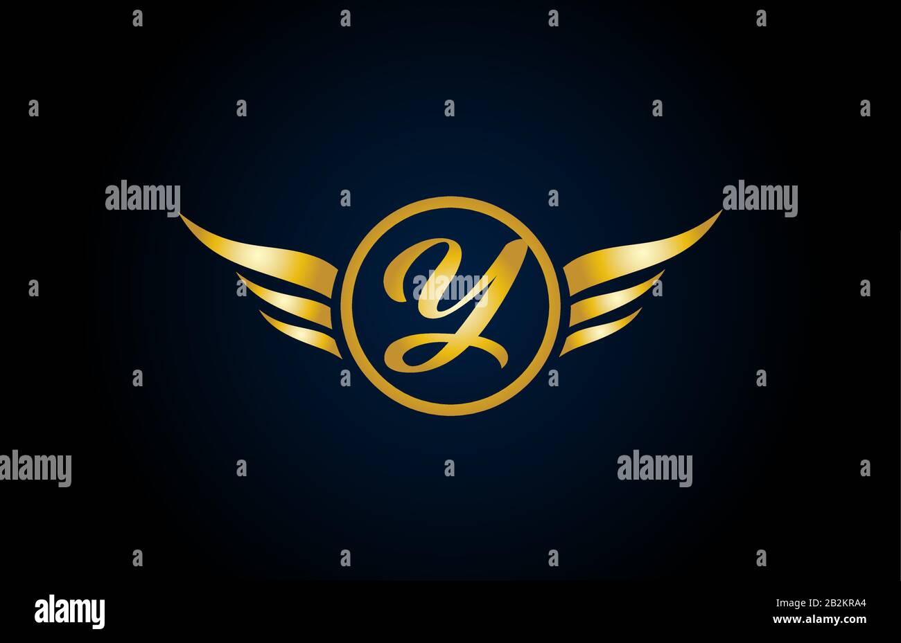gold golden Y wing wings alphabet letter logo icon with classy design ...