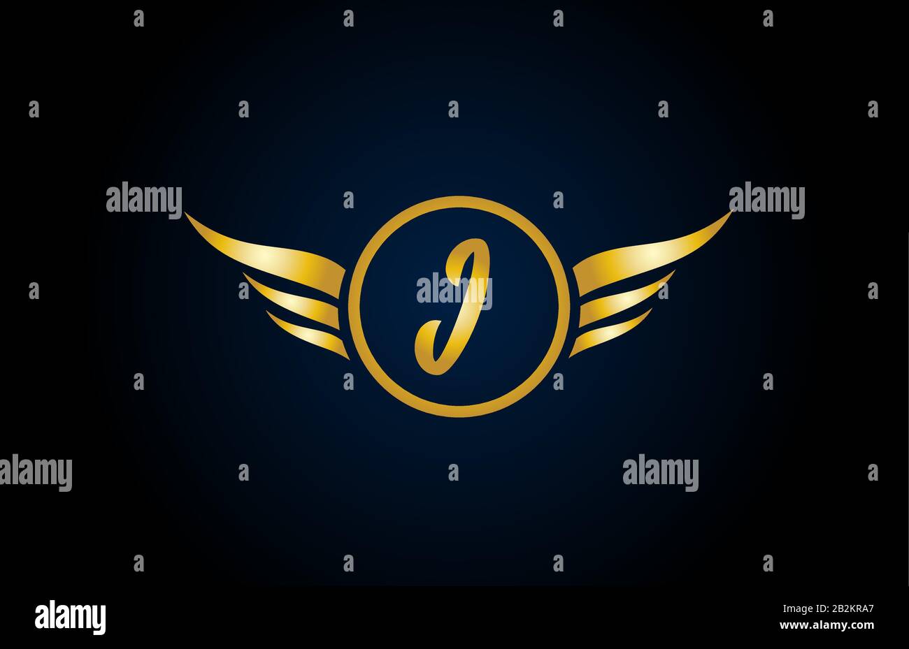 gold golden I wing wings alphabet letter logo icon with classy design ...