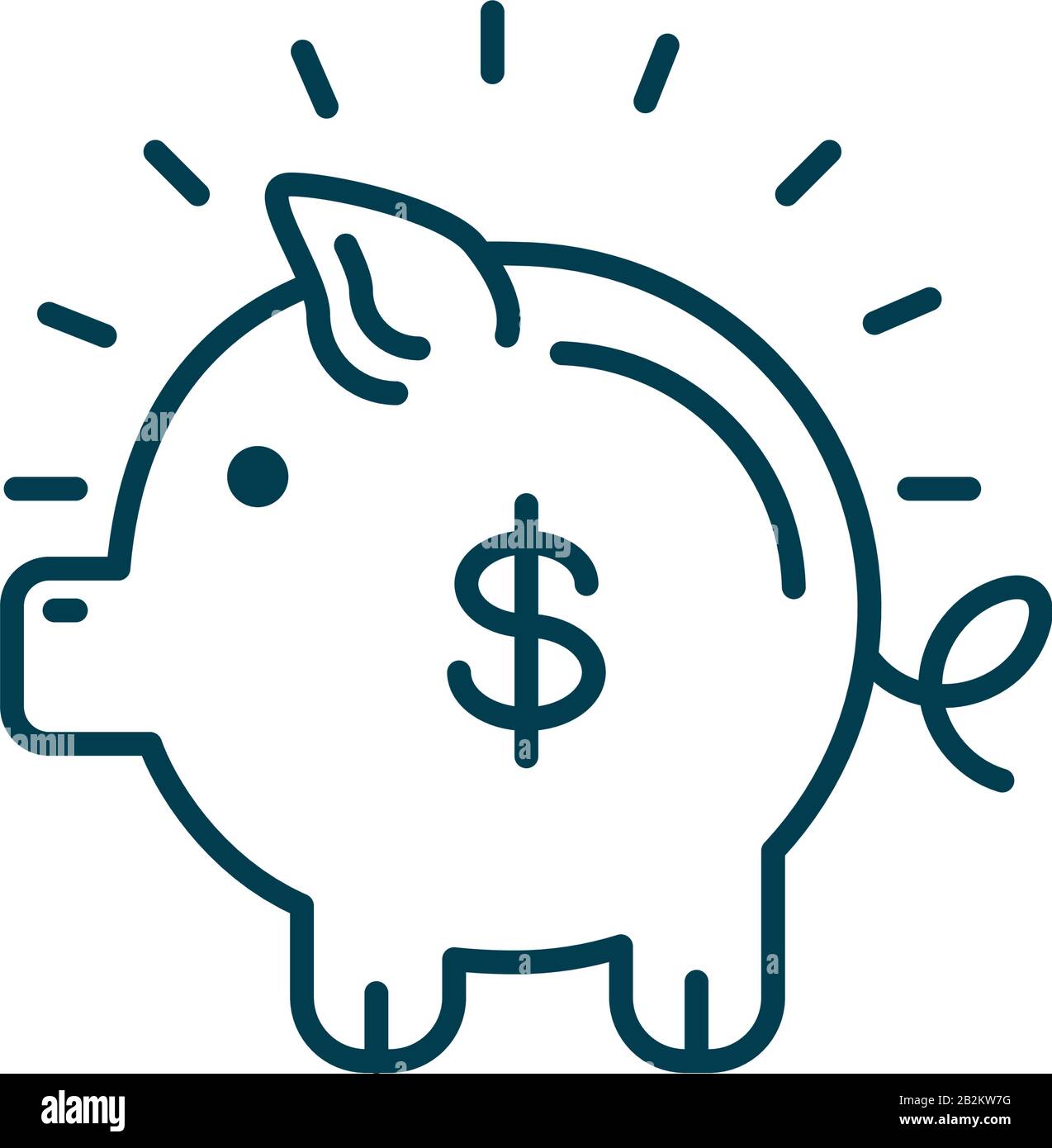 piggy bank icon over white background, line style, vector illustration ...