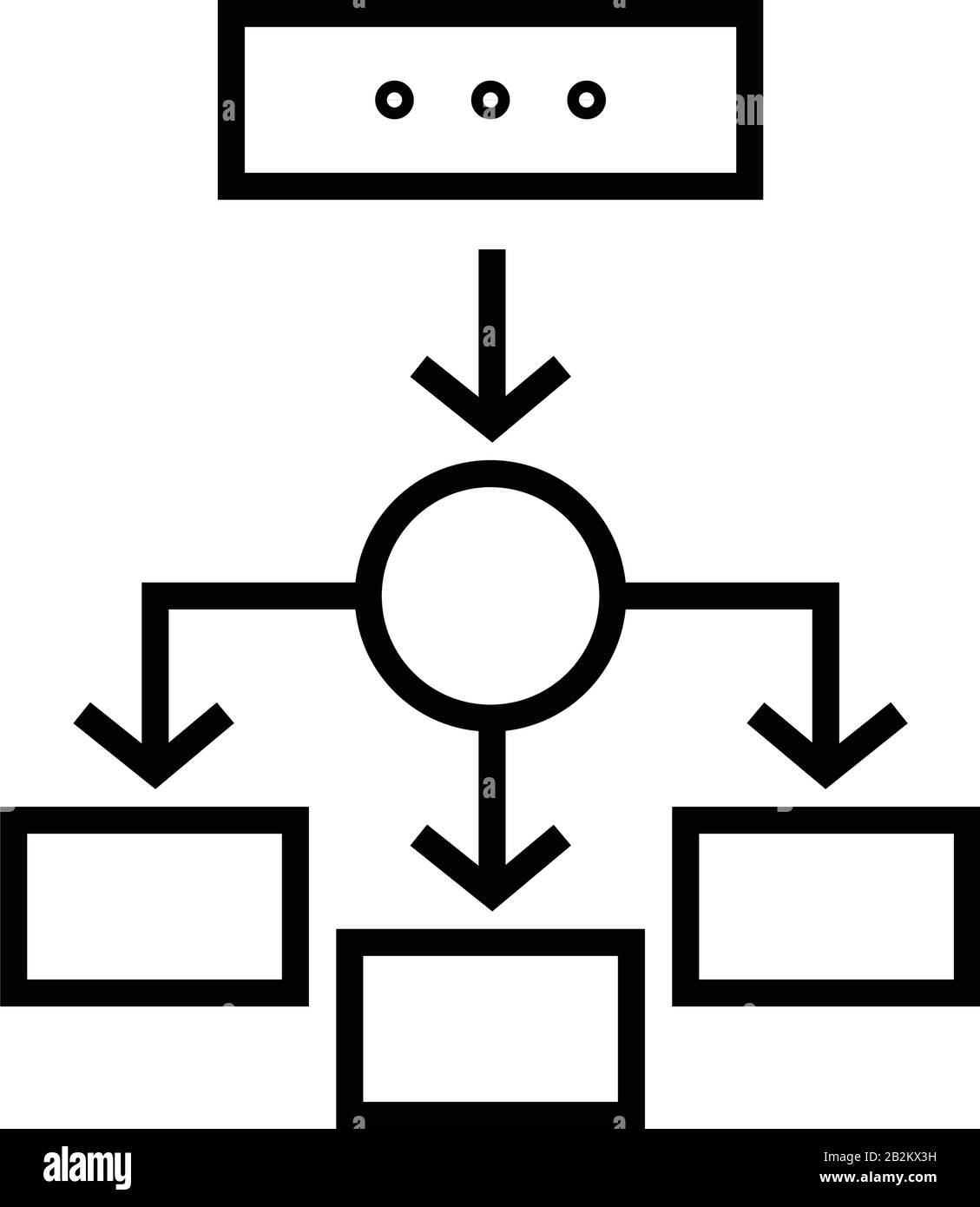 Tasks devision line icon, concept sign, outline vector illustration, linear symbol. Stock Vector