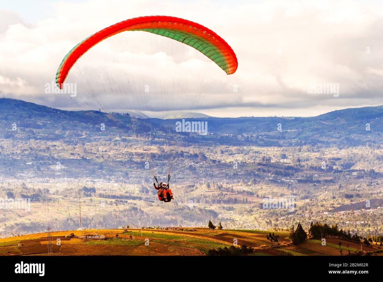 Paragliding Over A Wonderful Landscape In Ecuadorian Andean Stock Photo