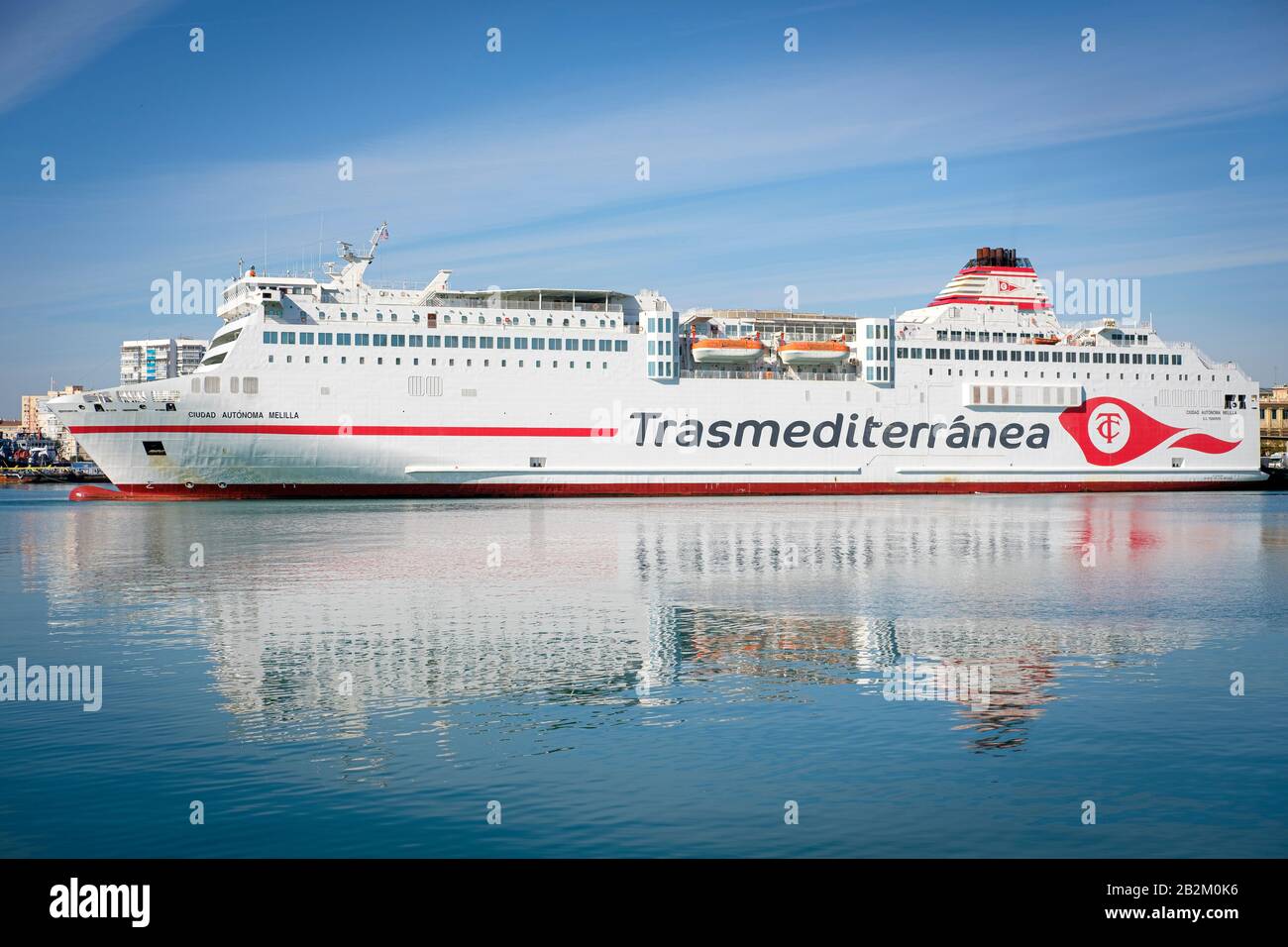 The ferry Ciudad Antonoma Melilla which sails between Spain and Melilla in Africa. Stock Photo