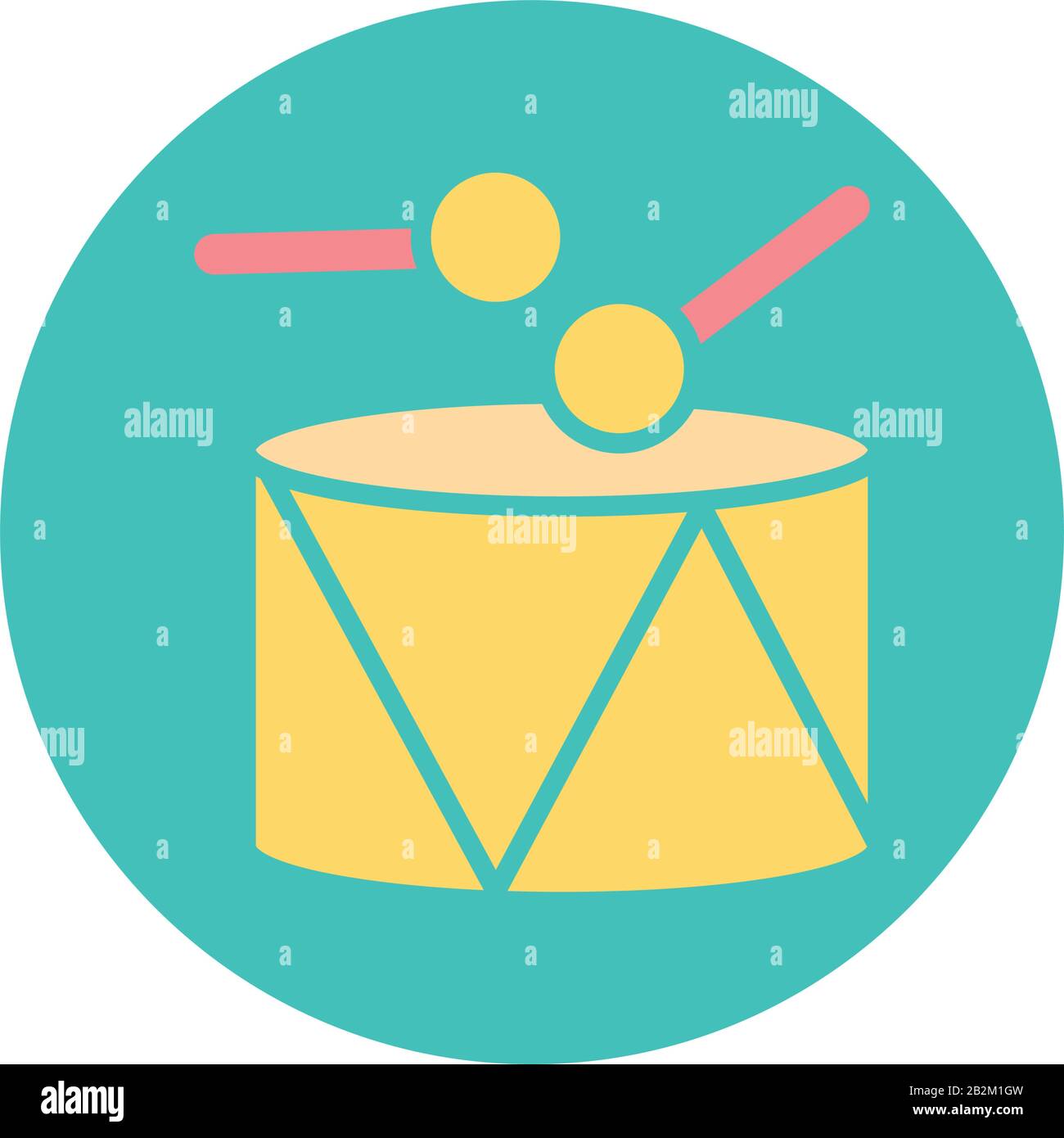 drum and sticks icon over white background, block style, vector ...