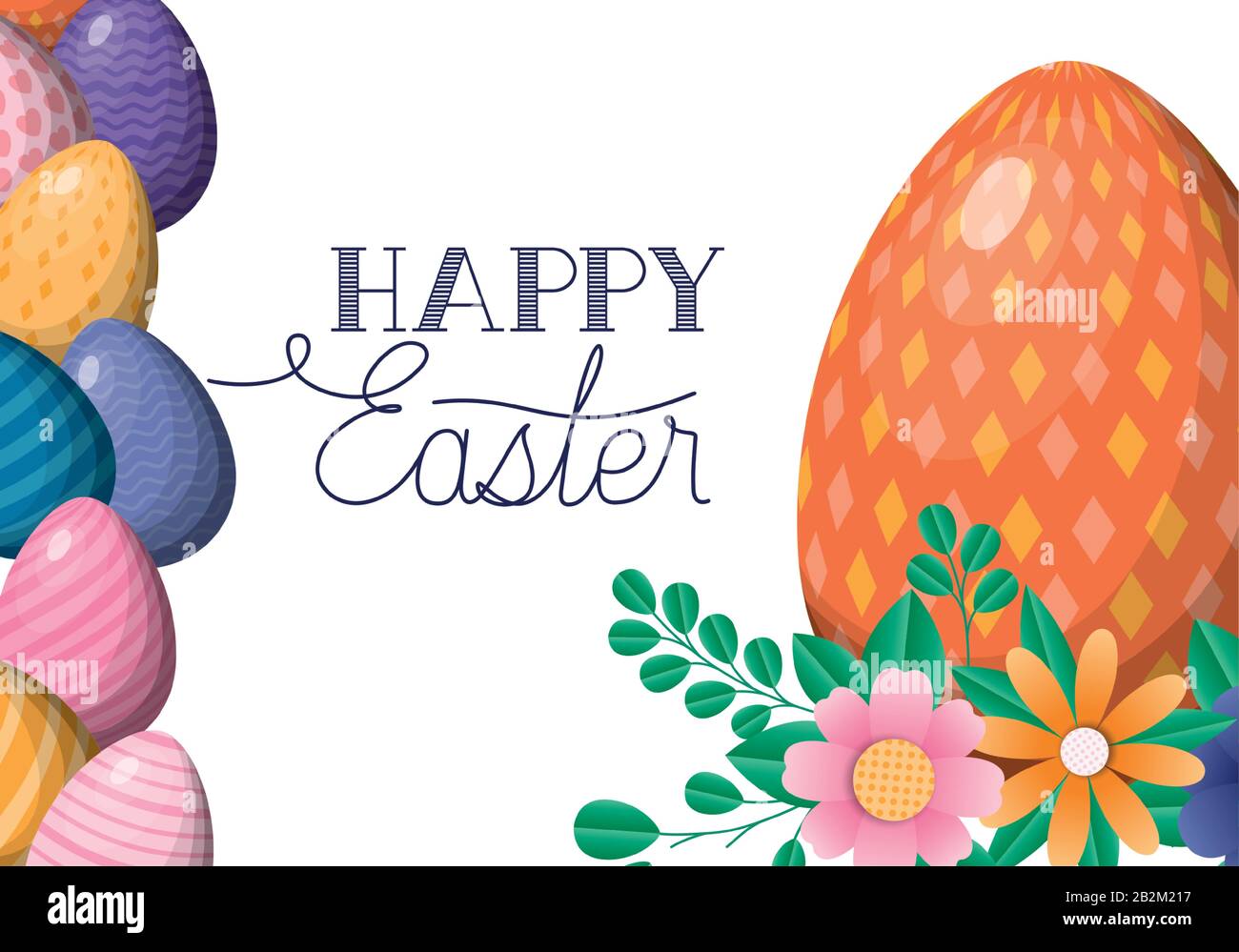 Happy easter eggs and flowers vector design Stock Vector Image & Art ...
