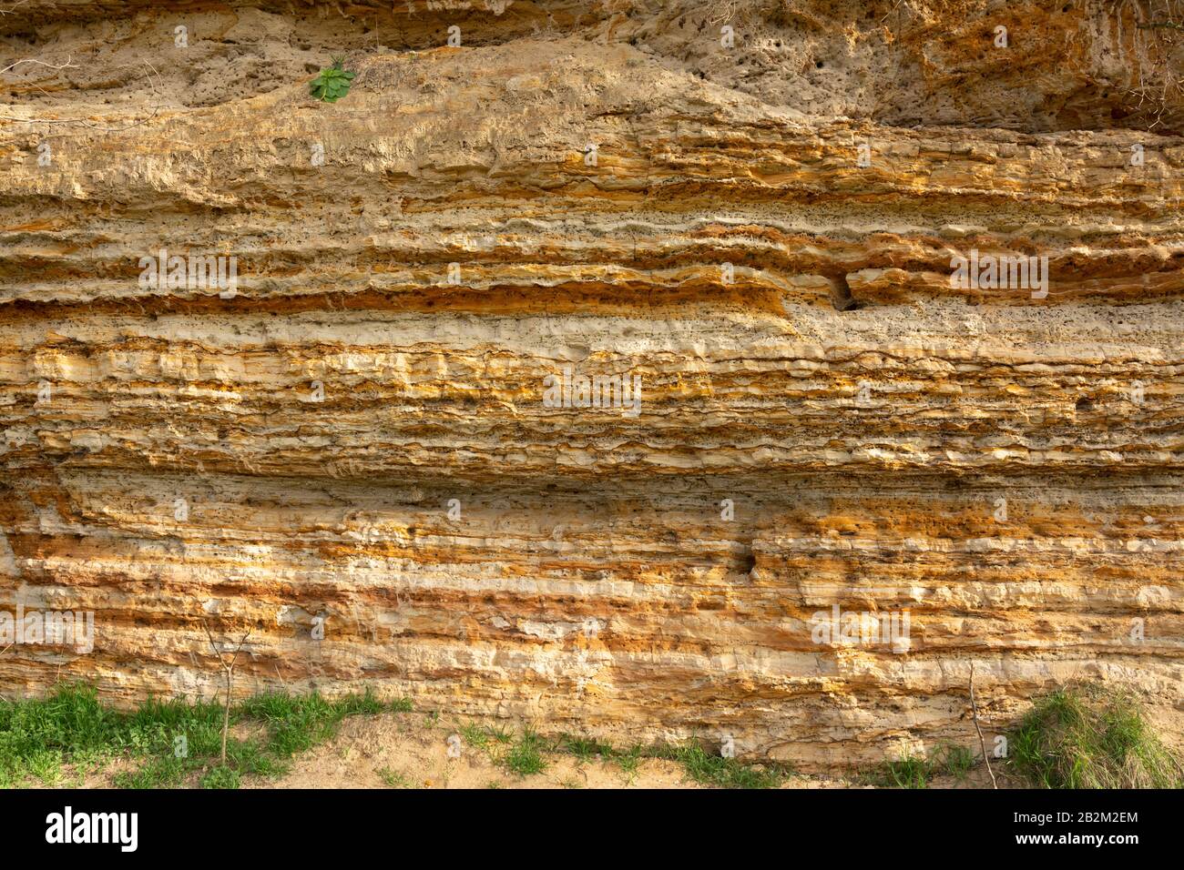 Multi-colored sediments near Issoire, Puy de Dome, Auvergne-Rhone-Alpes ...