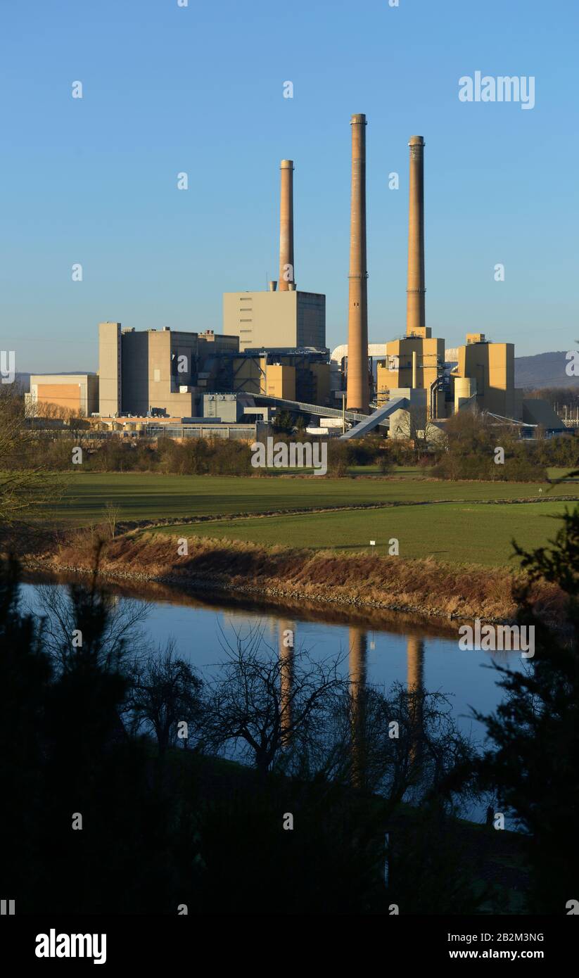 Gemeinschaftskraftwerk Veltheim, Porta Westfalica, Nordrhein-Westfalen, Deutschland Stock Photo