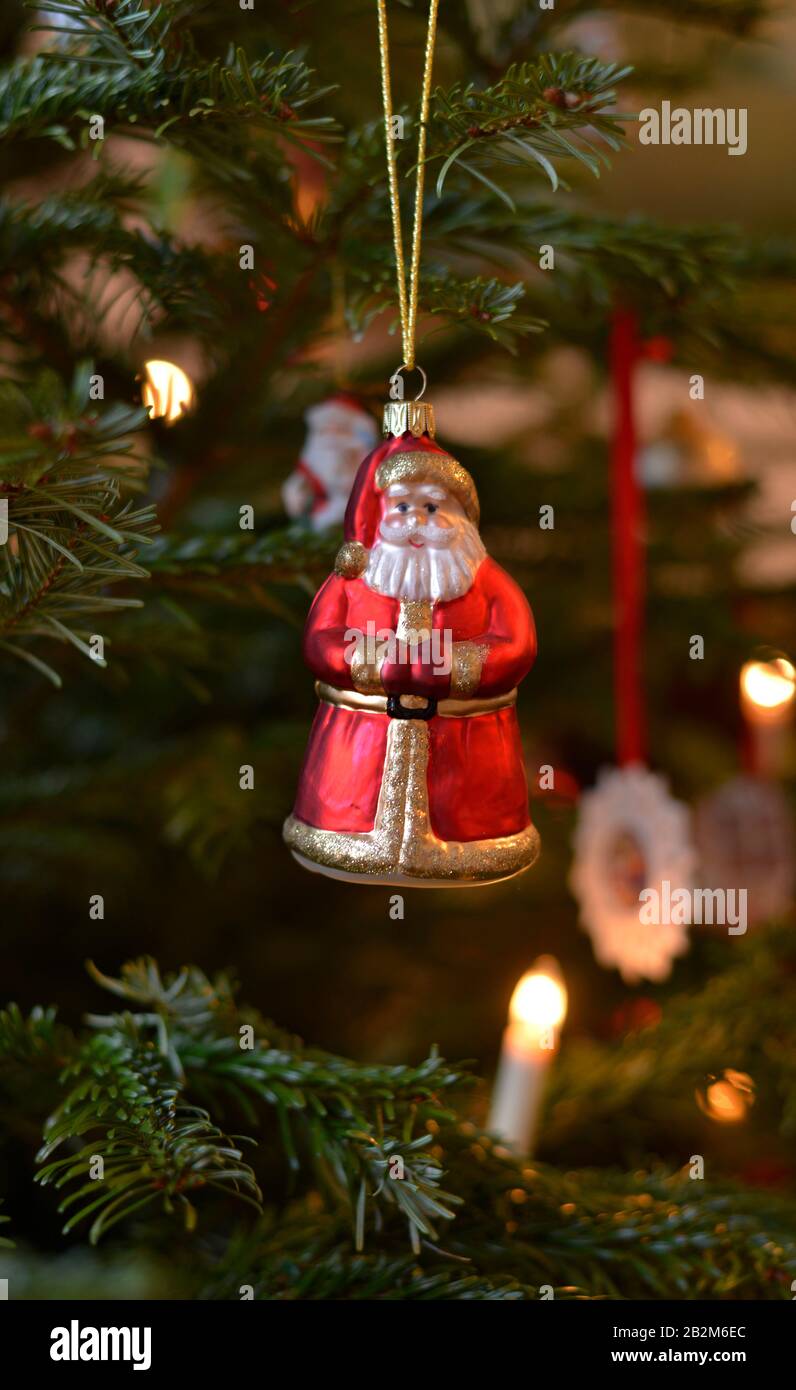 Weihnachtsmann, Weihnachtsbaum Stock Photo