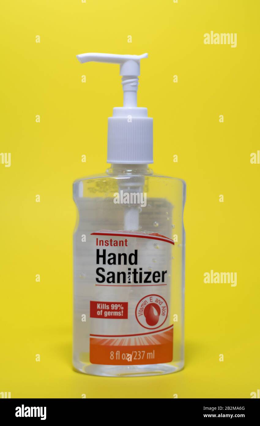 Download Hand Sanitizer Pump Generic Label Clear Product Portrait Yellow Background Stock Photo Alamy Yellowimages Mockups