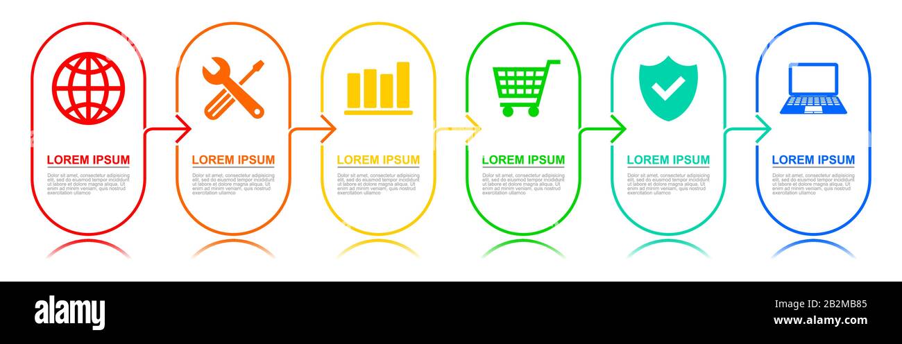 Infographic vector template, business and technology concept with 6 options Stock Vector