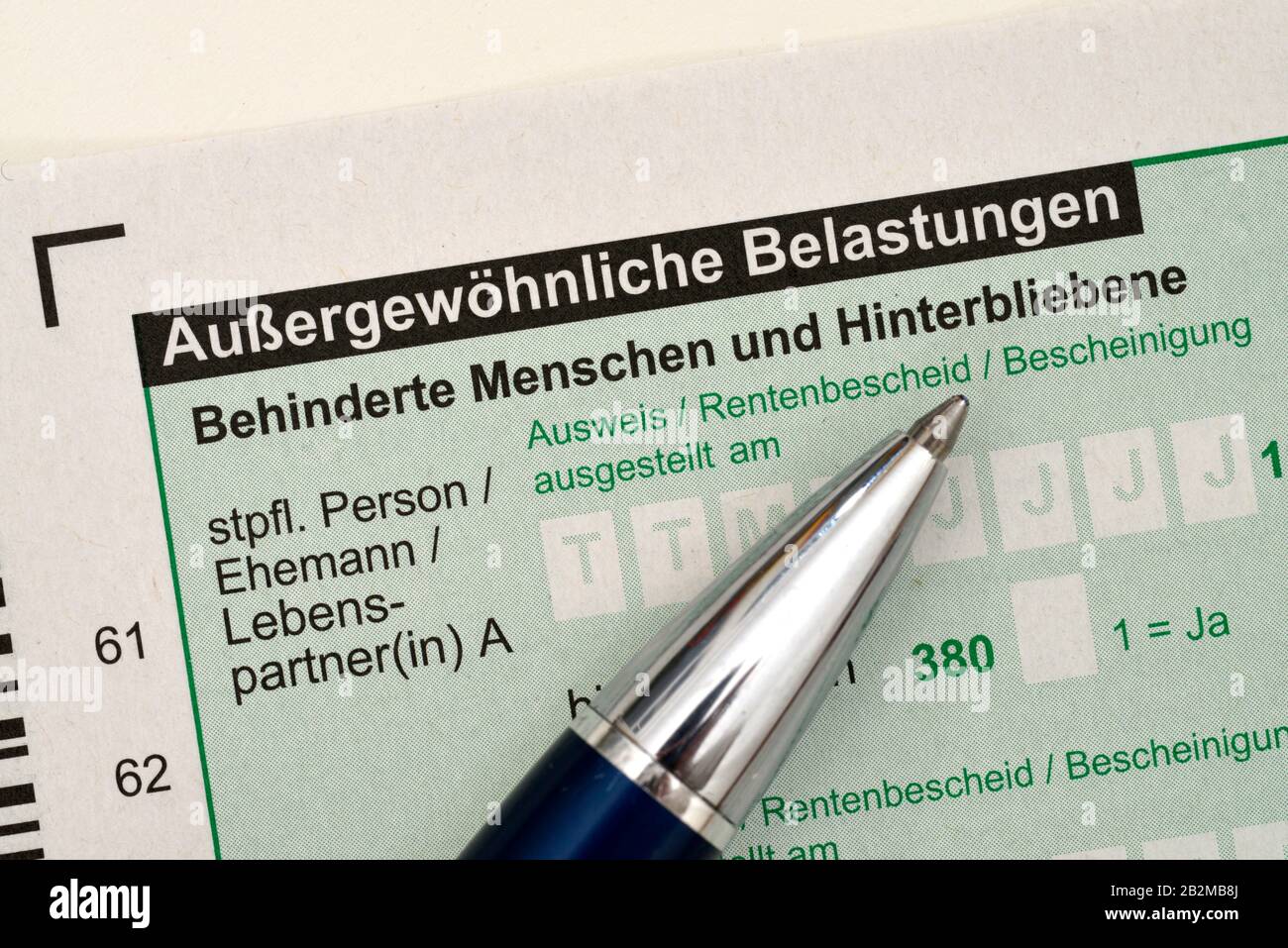 Steuererklaerung, Aussergewoehnliche Belastungen Stock Photo
