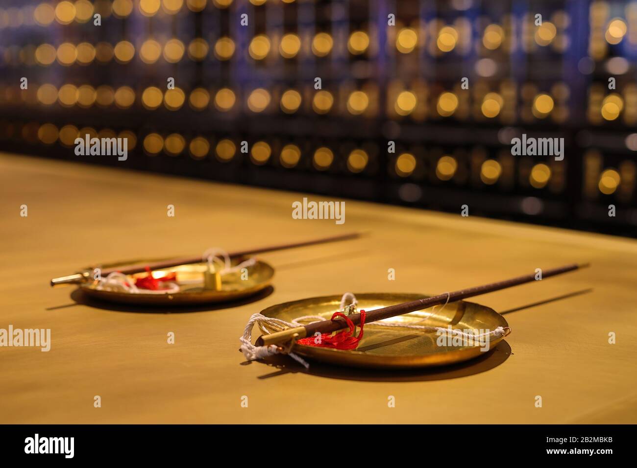 Chinese vintage pharmacy cabinet as background close-up. Stock Photo