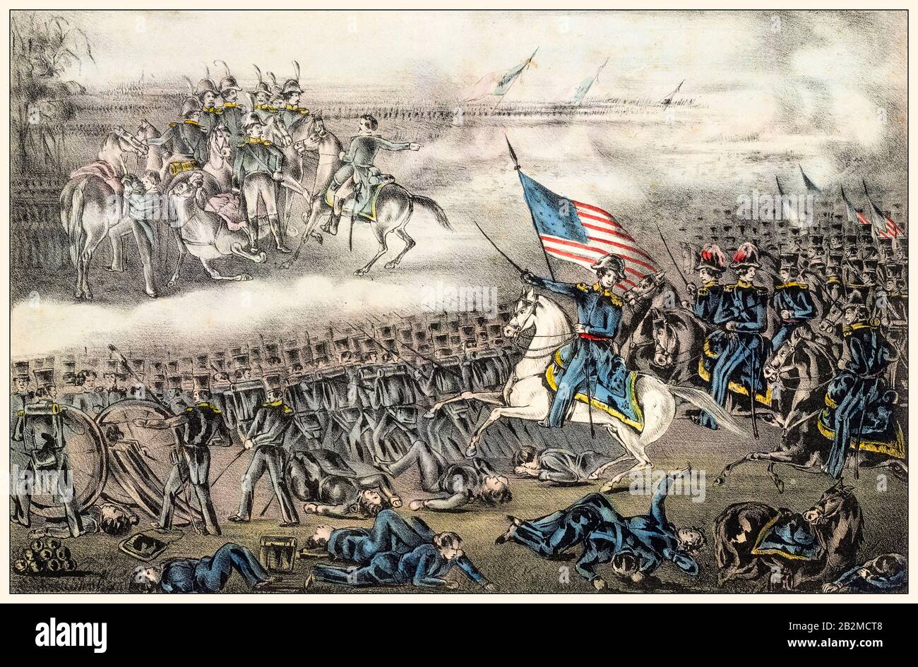 Battle of Buena Vista, February 22–23rd 1847, (Battle of Angostura), Mexican-American War (1846-1848), print 1847 Stock Photo