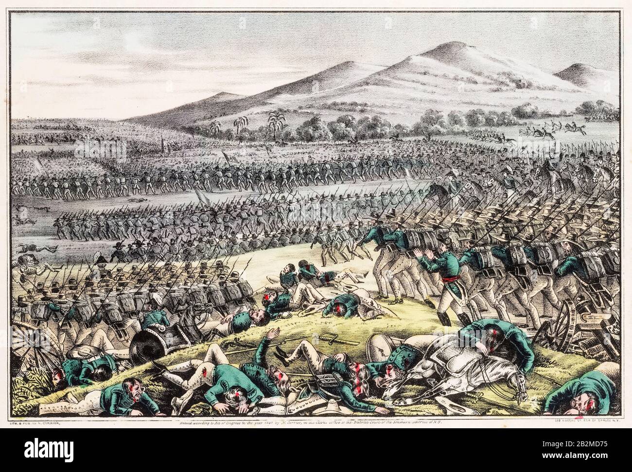 Flight of the Mexican Army, Battle of Buena Vista, February 23rd 1847, (Battle of Angostura), Mexican-American War (1846-1848), print, 1847 Stock Photo