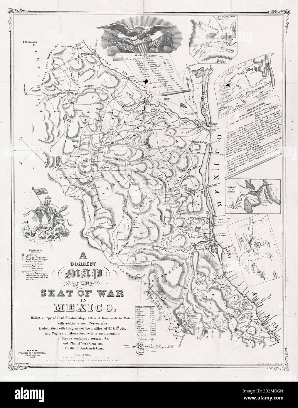 A correct map of the seat of war in Mexico during the Mexican-American War (1846-1848), 1847 Stock Photo