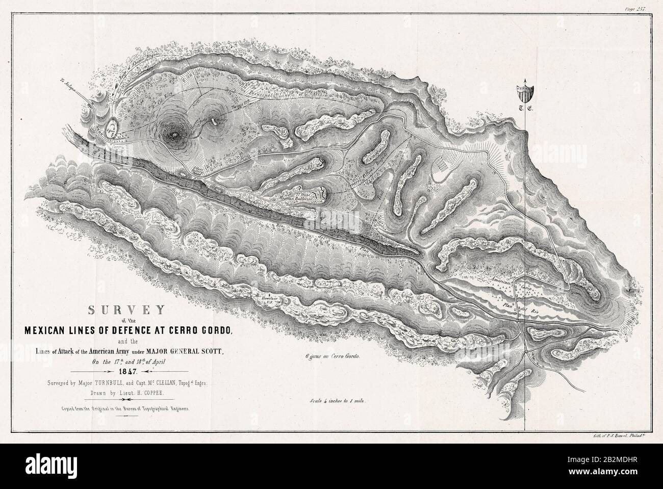 Map of the Battle of Cerro Gordo, April 18th 1847, Mexican-American War (1846-1848), 1847 Stock Photo